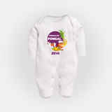 Pongaloo Pongal Personalized Kids Fullbody Suit - WHITE - New Born (Chest 7.5")