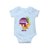 Pongalo Pongal - Harvest Joy Customized Romper for Babies with Name - BABY BLUE - 0 - 3 Months Old (Chest 16")