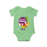 Pongalo Pongal - Harvest Joy Customized Romper for Babies with Name - GREEN - 0 - 3 Months Old (Chest 16")