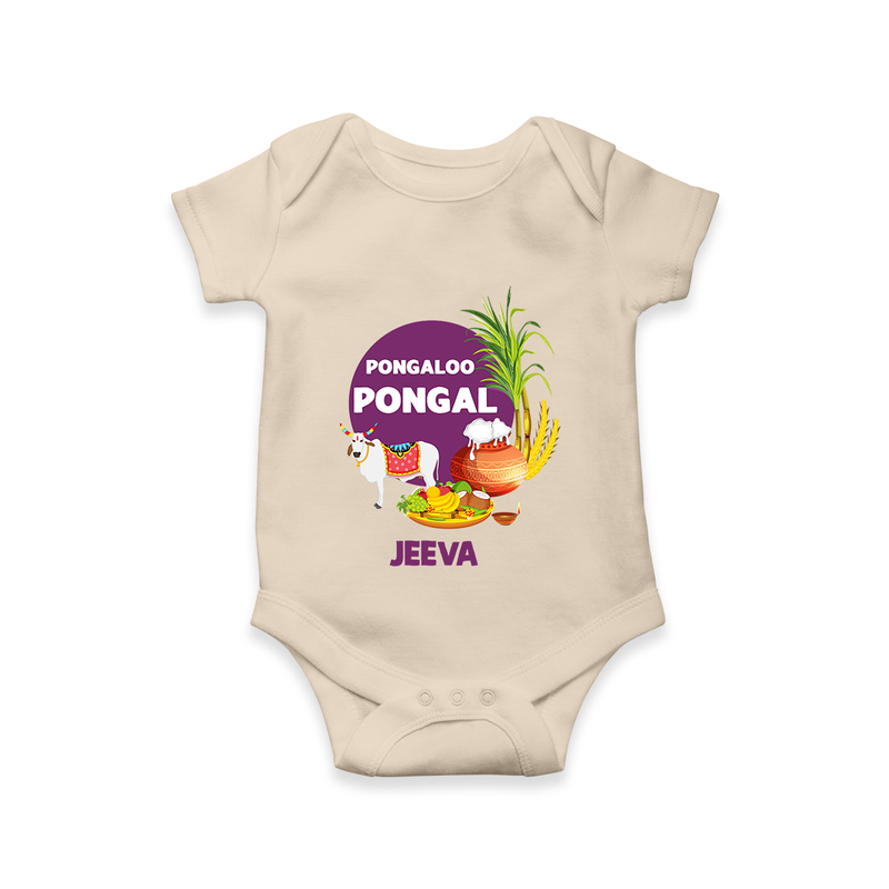 Pongalo Pongal - Harvest Joy Customized Romper for Babies with Name - IVORY - 0 - 3 Months Old (Chest 16")