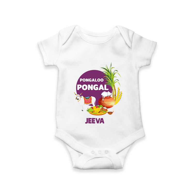 Pongalo Pongal - Harvest Joy Customized Romper for Babies with Name - WHITE - 0 - 3 Months Old (Chest 16")