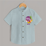 Pongalo Pongal - Harvest Joy Customized Shirt for Kids with Name - ARCTIC BLUE - 0 - 6 Months Old (Chest 23")