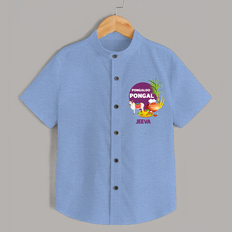 Pongalo Pongal - Harvest Joy Customized Shirt for Kids with Name - SKY BLUE - 0 - 6 Months Old (Chest 23")