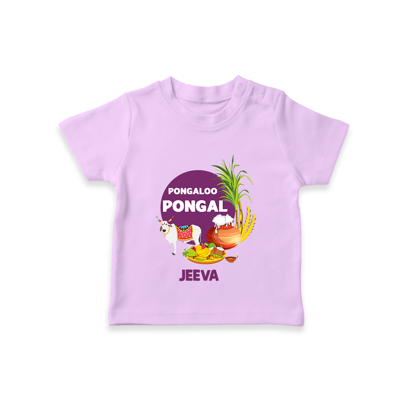 Pongalo Pongal - Harvest Joy Customized T-Shirt for Kids with Name - LILAC - 0-5 Months Old (Chest 17")