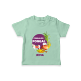 Pongalo Pongal - Harvest Joy Customized T-Shirt for Kids with Name - MINT GREEN - 0-5 Months Old (Chest 17")