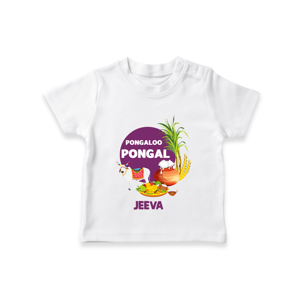 Pongalo Pongal - Harvest Joy Customized T-Shirt for Kids with Name - WHITE - 0-5 Months Old (Chest 17")