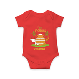 Happy Pongal - Celebrate Tradition Customized Romper for Babies with Name - RED - 0 - 3 Months Old (Chest 16")