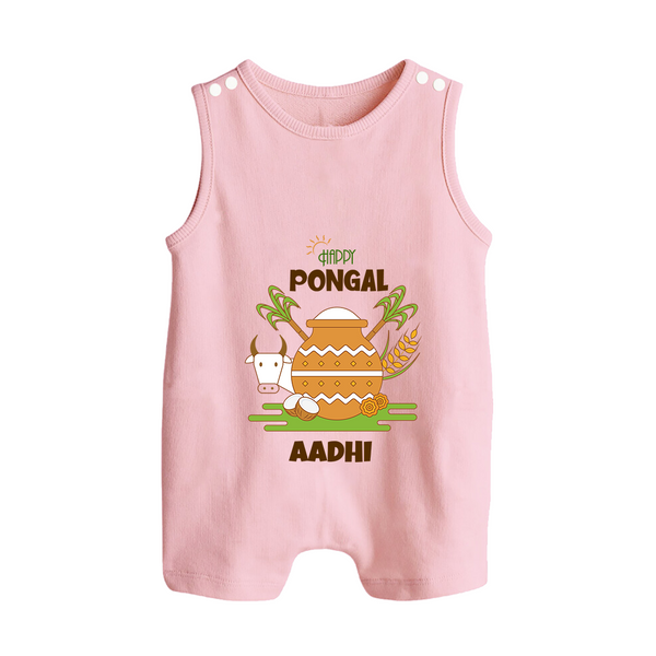 Happy Pongal - Celebrate Tradition Customized Romper Suit for Babies with Name - BABY PINK - 0 - 5 Months Old (Chest 18")