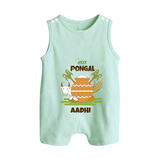 Happy Pongal - Celebrate Tradition Customized Romper Suit for Babies with Name - MINT GREEN - 0 - 5 Months Old (Chest 18")