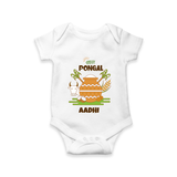 Happy Pongal - Celebrate Tradition Customized Romper for Babies with Name - WHITE - 0 - 3 Months Old (Chest 16")