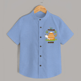 Happy Pongal - Celebrate Tradition Customized Shirt for Kids with Name - SKY BLUE - 0 - 6 Months Old (Chest 23")