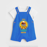 Happy Pongal - Cultural Fest Customized Dungaree Set for Kids with Name - COBALT BLUE - 0 - 5 Months Old (Chest 18")