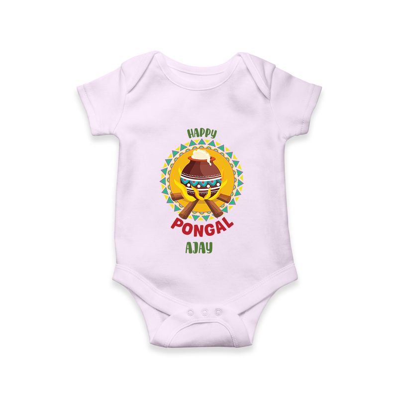 Happy Pongal - Cultural Fest Customized Romper for Babies with Name - LILAC - 0 - 3 Months Old (Chest 16")