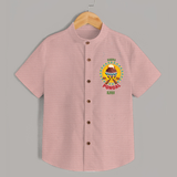 Happy Pongal - Cultural Fest Customized Shirt for Kids with Name - PEACH - 0 - 6 Months Old (Chest 23")