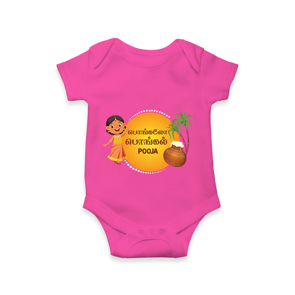 Pongaloo Pongal Tamil Girl Edition Personalized Kids Romper - HOT PINK - New Born (Chest 14")