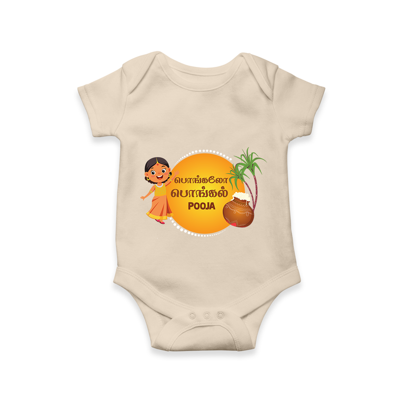 Pongalo Pongal - Harvest Time Fun Customized Romper for Babies with Name - IVORY - 0 - 3 Months Old (Chest 16")