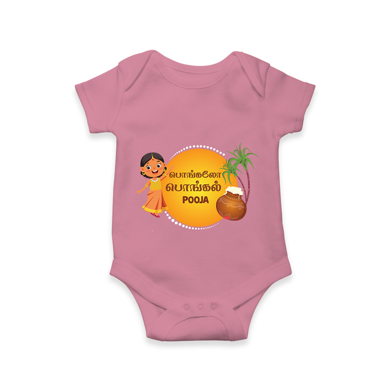 Pongalo Pongal - Harvest Time Fun Customized Romper for Babies with Name - ONION - 0 - 3 Months Old (Chest 16")