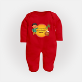Pongaloo Pongal Tamil Boy Edition Personalized Kids Fullbody Suit - RED - New Born (Chest 7.5")