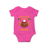 Pongalo Pongal - Sunshine Harvest Customized Romper for Babies with Name - HOT PINK - 0 - 3 Months Old (Chest 16")