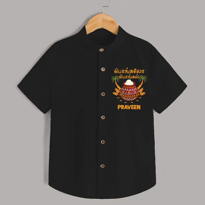 Pongalo Pongal - Sunshine Harvest Customized Shirt for Kids with Name - BLACK - 0 - 6 Months Old (Chest 23")