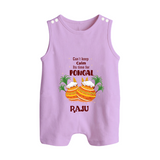 CanÕt Keep Calm, ItÕs Pongal Time - Customized Romper Suit for Babies with Name - LILAC - 0 - 5 Months Old (Chest 18")