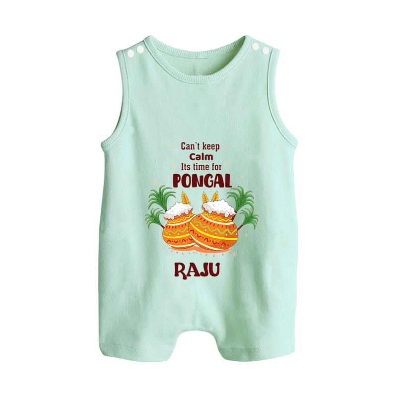 CanÕt Keep Calm, ItÕs Pongal Time - Customized Romper Suit for Babies with Name - MINT GREEN - 0 - 5 Months Old (Chest 18")