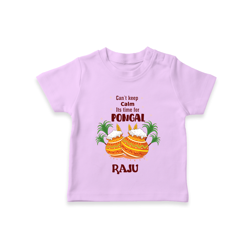 CanÕt Keep Calm, ItÕs Pongal Time - Customized T-Shirt for Kids with Name - LILAC - 0-5 Months Old (Chest 17")