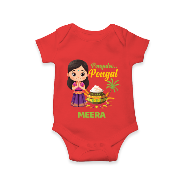 Pongaloo Pongal Tamil Girl Edition – Custom Kids Romper  - RED - New Born (Chest 14")