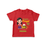 Pongaloo Pongal Tamil Girl Edition – Custom Kids T-Shirt  - RED - 0-5 Months Old (Chest 17")