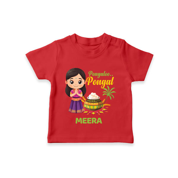 Pongaloo Pongal Tamil Girl Edition – Custom Kids T-Shirt  - RED - 0-5 Months Old (Chest 17")