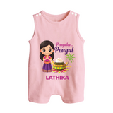 Pongaloo Pongal Tamil Girl Edition – Custom Kids Romper Suit  - BABY PINK - 0 - 5 Months Old (Chest 18")