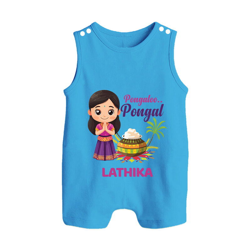 Pongalo Pongal - Little Traditions Customized Romper Suit for Babies with Name - ROYAL BLUE - 0 - 5 Months Old (Chest 18")