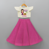 Pongalo Pongal - Little Traditions Customized Crop Top And Skirt for Kids with Name - FUSCHIA - 6 - 9 Months Old (Chest 20" , Frock Waist 20")