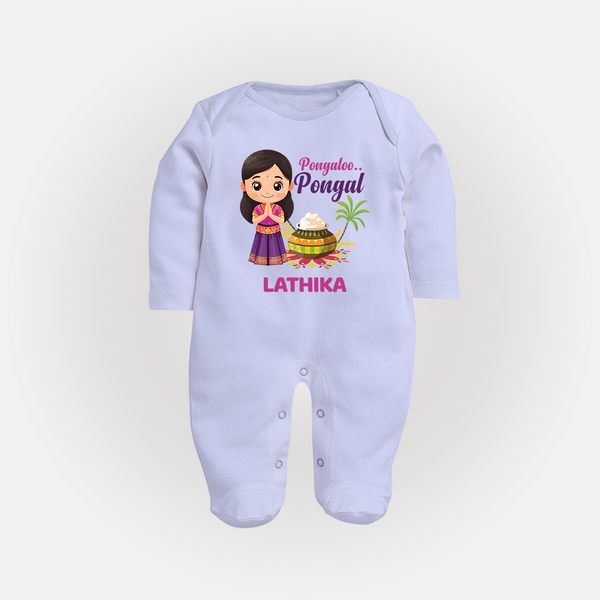 Pongaloo Pongal Tamil Girl Edition – Custom Kids Fullbody Suit  - BABY BLUE - New Born (Chest 7.5")