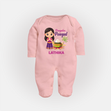 Pongaloo Pongal Tamil Girl Edition – Custom Kids Fullbody Suit  - BABY PINK - New Born (Chest 7.5")