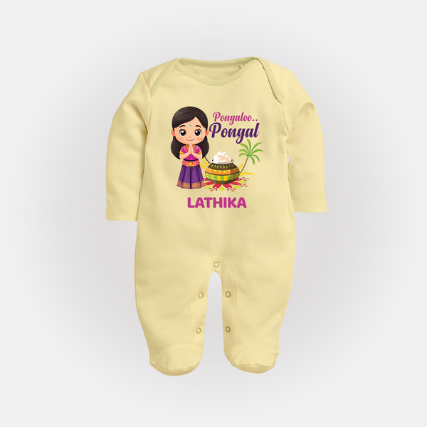 Pongaloo Pongal Tamil Girl Edition – Custom Kids Fullbody Suit  - PASTEL YELLOW - New Born (Chest 7.5")