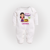 Pongaloo Pongal Tamil Girl Edition – Custom Kids Fullbody Suit  - WHITE - New Born (Chest 7.5")
