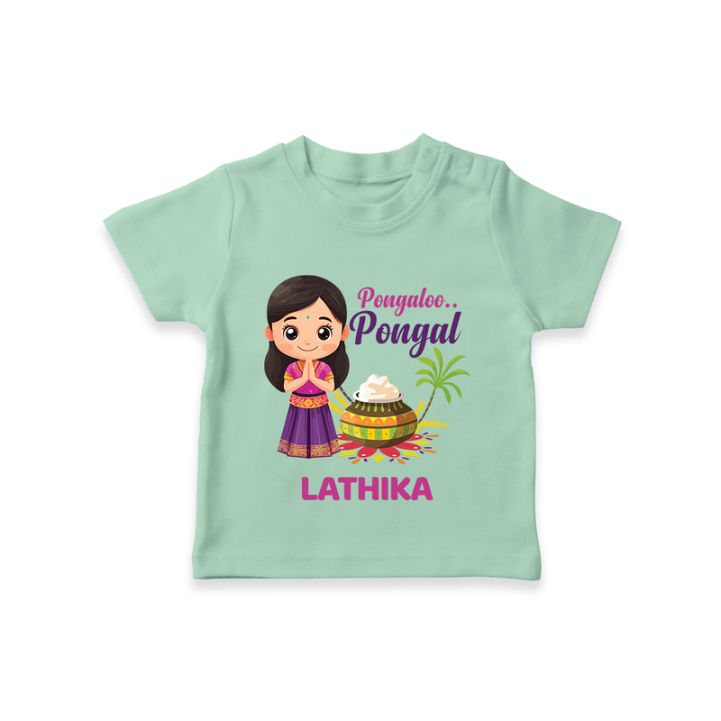 Pongalo Pongal - Little Traditions Customized T-Shirt for Kids with Name - MINT GREEN - 0-5 Months Old (Chest 17")