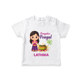 Pongalo Pongal - Little Traditions Customized T-Shirt for Kids with Name - WHITE - 0-5 Months Old (Chest 17")