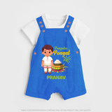 Pongalo Pongal - Village Vibes Customized Dungaree Set for Kids with Name - COBALT BLUE - 0 - 5 Months Old (Chest 18")