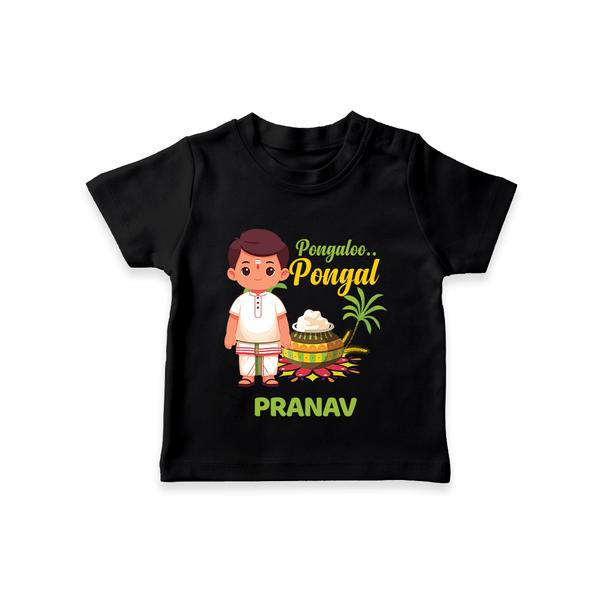 Pongaloo Pongal Tamil Boy Edition – Custom Kids T-Shirt  - BLACK - 0-5 Months Old (Chest 17")