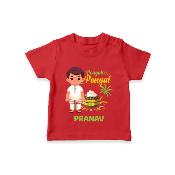 Pongaloo Pongal Tamil Boy Edition – Custom Kids T-Shirt  - RED - 0-5 Months Old (Chest 17")