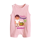 Pongaloo Pongal Tamil Boy Edition – Custom Kids Romper Suit  - BABY PINK - 0 - 5 Months Old (Chest 18")
