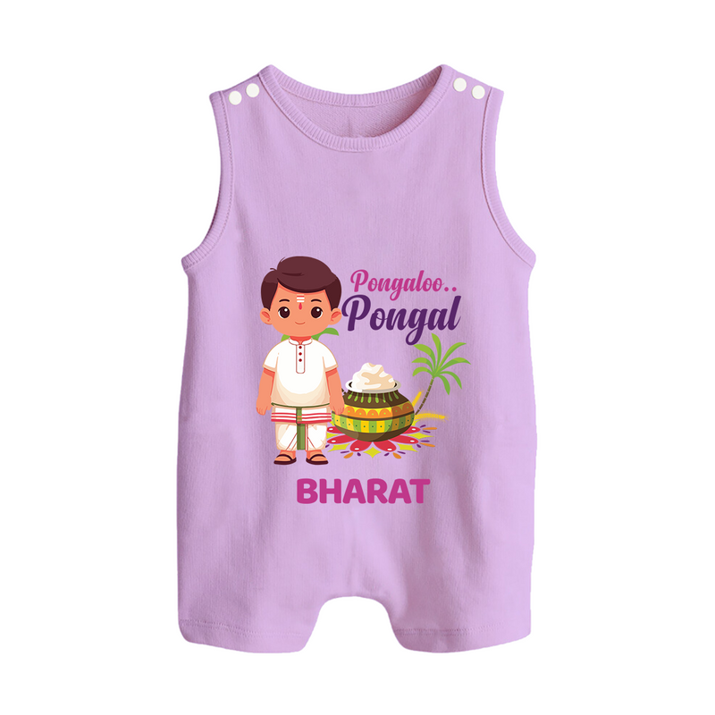 Pongalo Pongal - Village Vibes Customized Romper Suit for Babies with Name - LILAC - 0 - 5 Months Old (Chest 18")