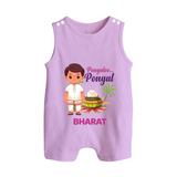 Pongaloo Pongal Tamil Boy Edition – Custom Kids Romper Suit  - LILAC - 0 - 5 Months Old (Chest 18")