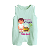Pongaloo Pongal Tamil Boy Edition – Custom Kids Romper Suit  - MINT GREEN - 0 - 5 Months Old (Chest 18")
