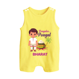 Pongalo Pongal - Village Vibes Customized Romper Suit for Babies with Name - PASTEL YELLOW - 0 - 5 Months Old (Chest 18")