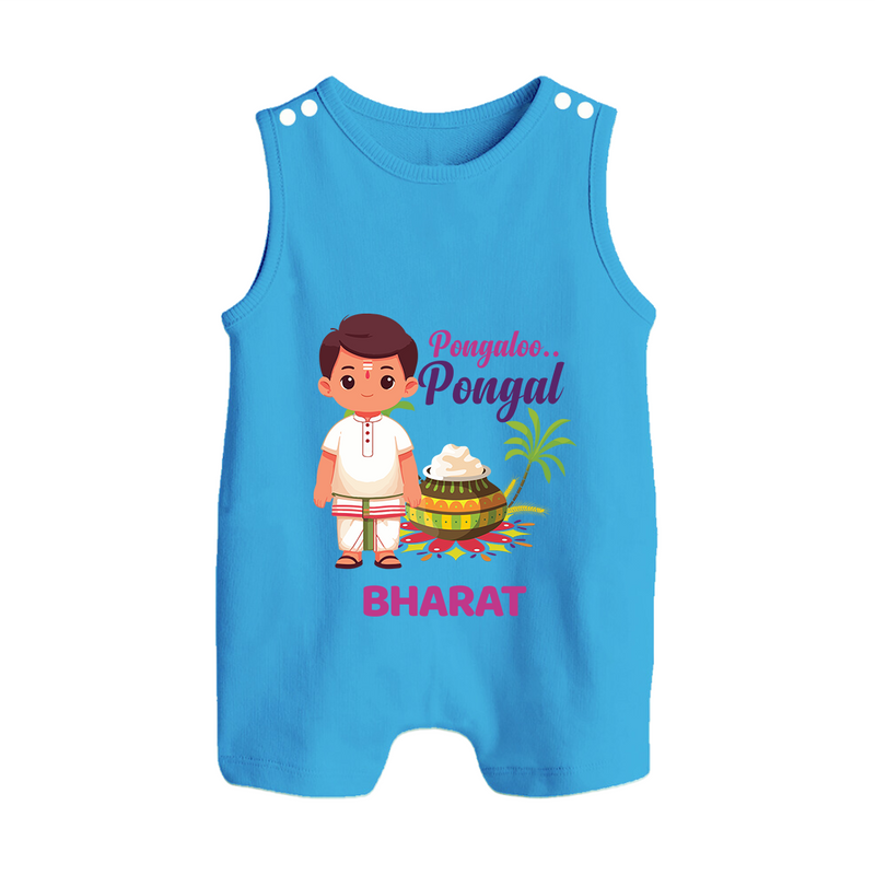 Pongalo Pongal - Village Vibes Customized Romper Suit for Babies with Name - ROYAL BLUE - 0 - 5 Months Old (Chest 18")