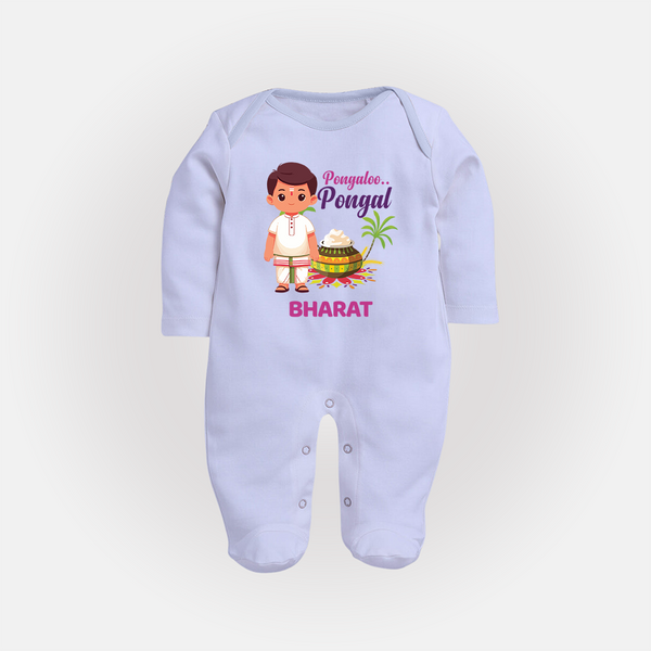 Pongalo Pongal - Village Vibes Customized Sleep Suit for Babies with Name - BABY BLUE - New Born (Chest 7.5")