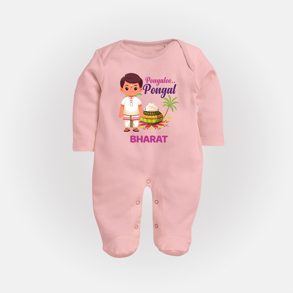 Pongaloo Pongal Tamil Boy Edition – Custom Kids Fullbody Suit  - BABY PINK - New Born (Chest 7.5")